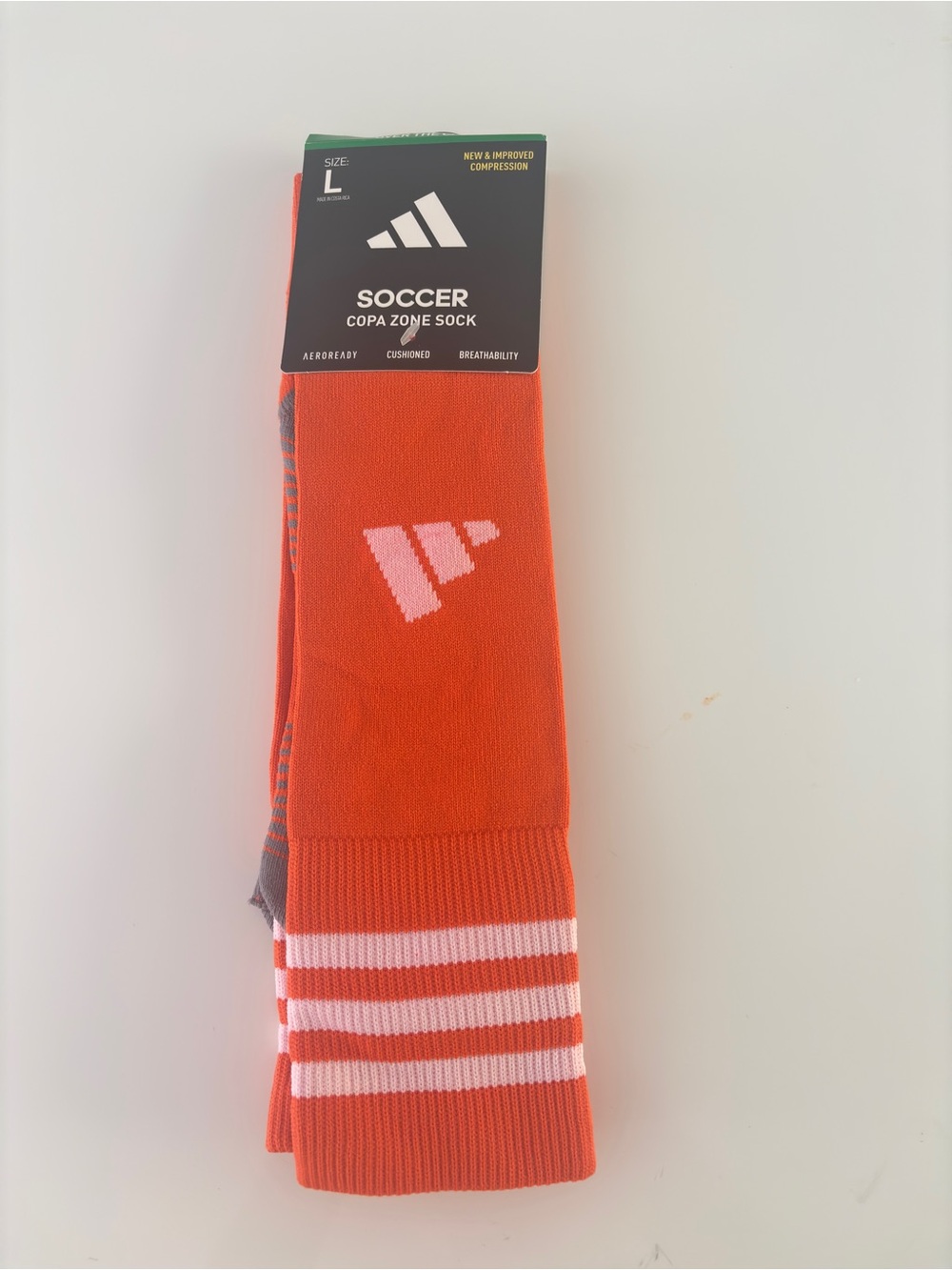 Adidas Men’s Copa Zone Soccer Socks - Orange/White, Size L NWT
